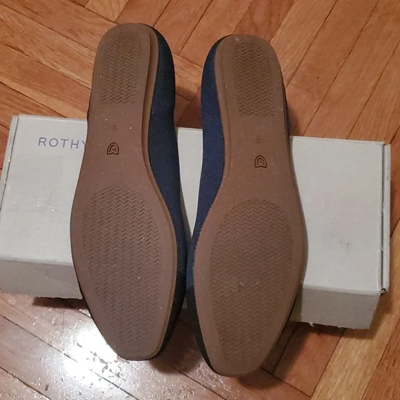 Rothy's Black and Blue Square Captoe Flats - Picture 2 of 4